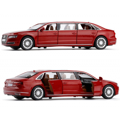 彩珀1:32金属仿真奥迪A8L加长版AudiA8L小汽车模型玩具盒装红色