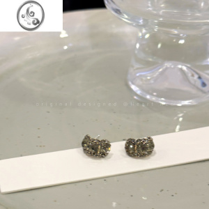 JiMi复古风精致黑色锆石耳钉女轻奢小众设计感耳饰简约气质高级感耳环