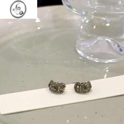 JiMi复古风精致黑色锆石耳钉女轻奢小众设计感耳饰简约气质高级感耳环