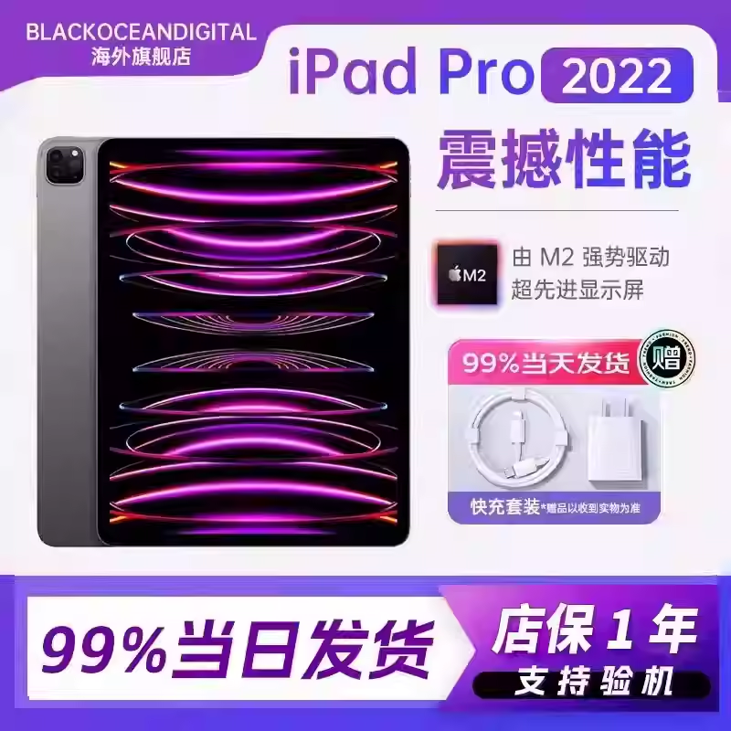 2022款 Apple iPad Pro 12.9英寸 128GB WLAN版 平板电脑 深空灰色 资源机