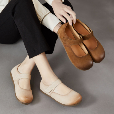 玛丽珍鞋女鞋平底2026新款春季全包勃肯鞋孕妇鞋魔术贴软底真皮鞋