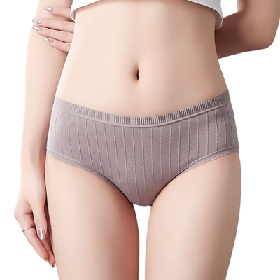 3条装-俏果儿(Qiaoguoer)女士内裤女裆韩版中腰提花薄款女士夏季大码三角裤头短裤底裤女士内衣女