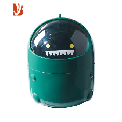 三维工匠恐龙桌面垃圾桶可爱小号办公室桌子茶几收纳桶大开口迷你带盖纸篓