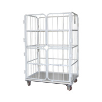 臻远ZY-L11仓储笼 折叠物流台车快递仓库周转车 1100*800*1700四小门 灰色