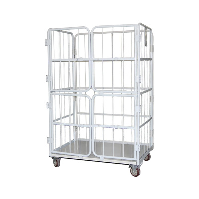 臻远ZY-L11仓储笼 折叠物流台车快递仓库周转车 1100*800*1700四小门 灰色
