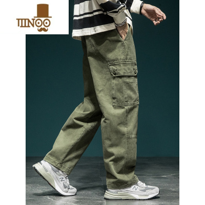 YANXU日系复古水洗机能工装裤男直筒宽松大码秋季多口袋潮牌休闲长裤子