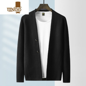 YANXU针织开衫毛衣男秋季外套2023新款修身大码商务休闲潮流纯色毛线衣