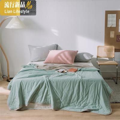 色素色棉棉春夏空调被针织棉夏凉被夏天薄被子单人双人 三维工匠