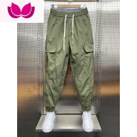 七斓工装裤男秋季宽松休闲束脚裤青少年韩版大口袋九分哈伦裤