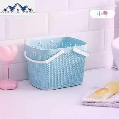 洗澡篮子手提浴室浴筐女韩国范儿学生澡堂小收纳筐可爱洗漱大容量 三维工匠收纳篮
