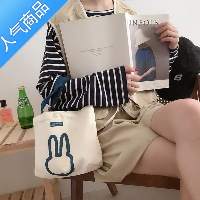 FENGHOU2021款百搭鸭鸭帆布包包休闲手拎袋女学生小包日韩ins单肩包