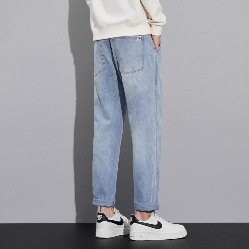 Mens Jeans秋冬季新款百搭修身弹力复古时尚高级感小直筒牛仔裤男