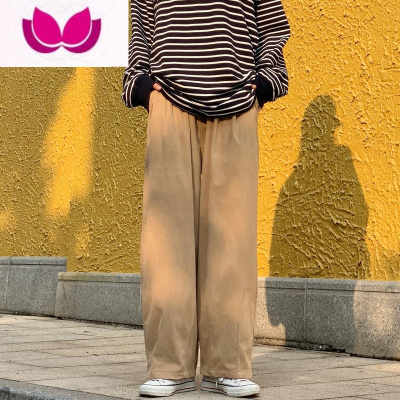 七斓妈个鸡妈 韩国ins日系宽松加厚灯芯绒阔腿直筒休闲工装裤男女