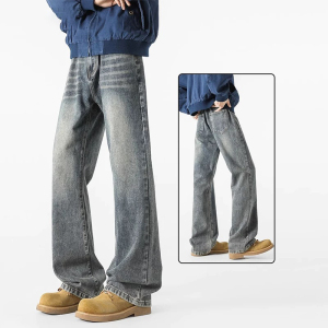 啄木鸟烟灰色微喇牛仔裤男款夏季薄款vibe美式高街休闲裤子K