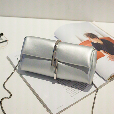 包包女新款韩版女包手拿包女单肩斜挎包蛇骨链条小包-定制大款银色大款银色