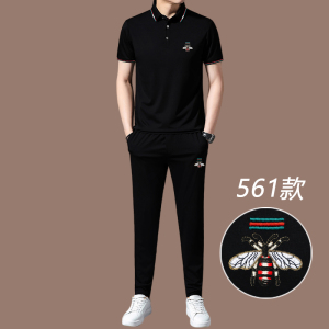 恒源祥恒源祥高端男士休闲运动套装男短袖夏季冰丝夏装二件套男装