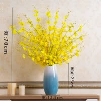 现代简约客厅桌面插花干花花艺陶瓷花瓶摆件景德镇家用创意装饰品 三维工匠 白蓝渐变花瓶+8枝白跳舞兰