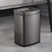 高颜值不锈钢方形窄缝垃圾桶轻奢小号双层酒店客房桶家用无盖 8升(带盖)黑金