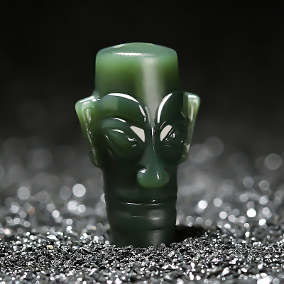 印象眸 和田玉吊坠 山河十二朝系列三星堆人面像 青玉细料玉石挂件