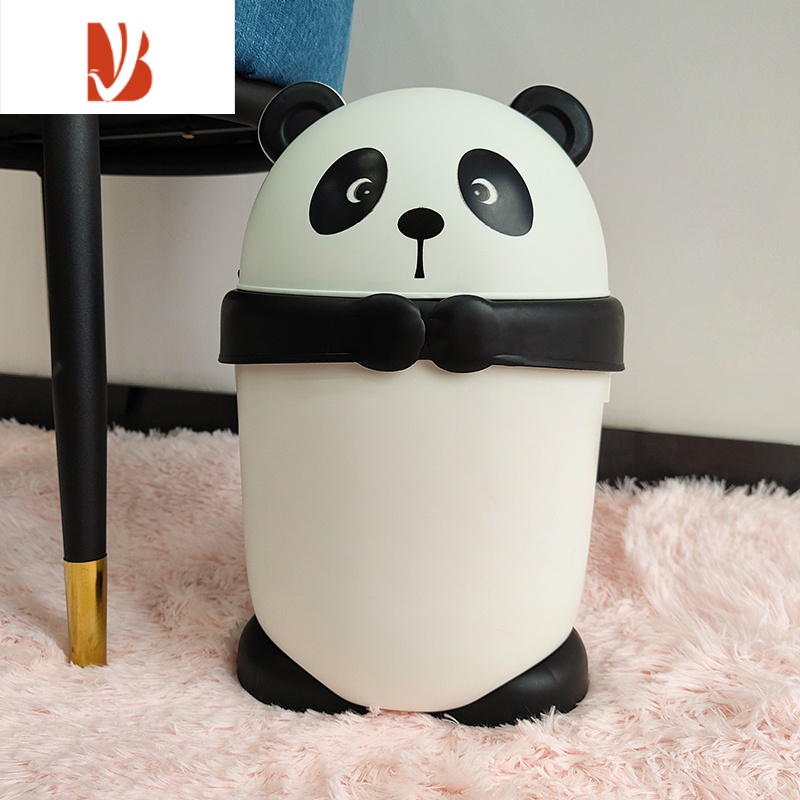 三维工匠胖墩墩熊猫垃圾桶卧室厕所卫生间摇盖式大容量垃圾桶可爱