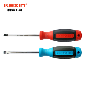 科信(kexin)双色橡胶柄十字螺丝批 磁性十字螺丝刀 起子改锥 6*100mm KX36100 5支/件 1件