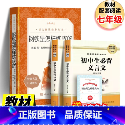 钢铁是怎样炼成的+必背古诗词+必背文言文+考点 [正版] 钢铁是怎样炼成的 七年级下册 初中原著完整版 怎么炼成的小学生