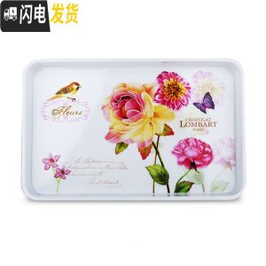 三维工匠简约家用圆形茶盘托盘塑料水杯茶壶茶具托盘密胺直边餐厅酒店托盘 7114谍鸟戏舞中号