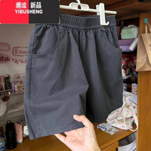 YIBUSHENGA字版型水洗棉工装短裤女季薄款高腰宽松显瘦休闲阔腿运动裤