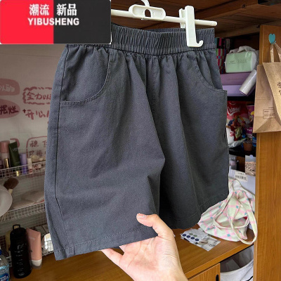 YIBUSHENGA字版型水洗棉工装短裤女季薄款高腰宽松显瘦休闲阔腿运动裤