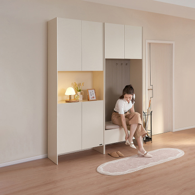 全友家居奶油慕斯客厅奶油风入户柜鞋柜多功能储物柜百搭极简间厅柜