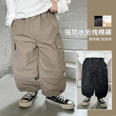 童酷儿童冬款湖州织里童装韩版加厚长裤小山印花男童工装裤潮
