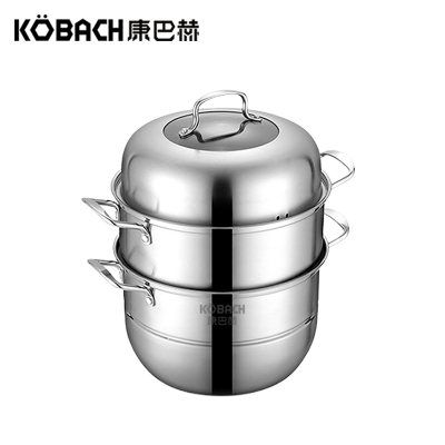 康巴赫（KBH）蒸锅蒸笼三层304不锈钢多功能家用蒸锅大号加厚复底汤锅蒸鱼蒸馒头锅燃气电磁炉通用30cmKBH-Z3