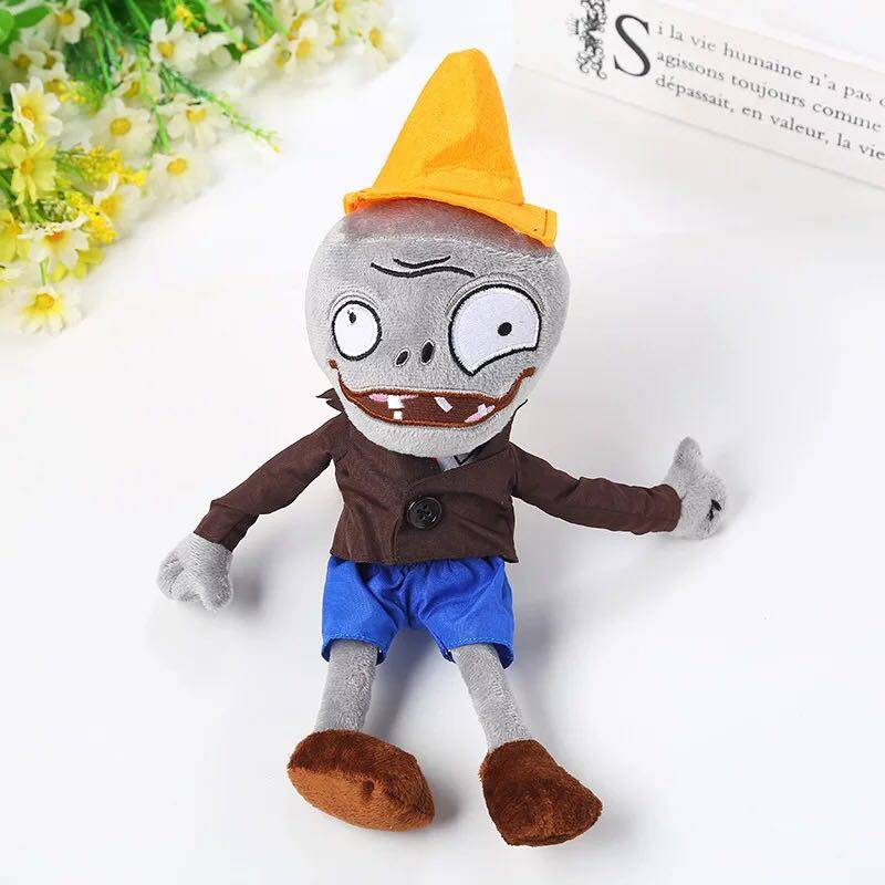 热卖僵尸玩具植物大战公仔火爆辣椒毛绒玩具新 深灰色路障僵尸帽子