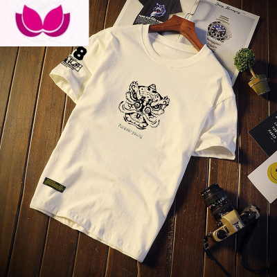 七斓短袖t恤男2023新款夏季日系ins半袖体恤大码宽松百搭衣服