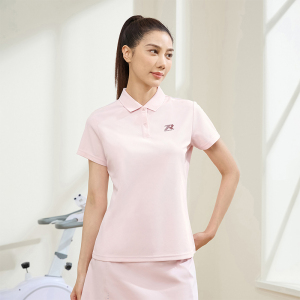 361°运动t恤女新款常规舒适上衣翻领短T恤662424130H