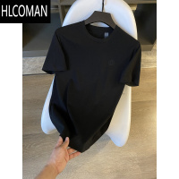 HLCOMANIN BE 口碑线!亲肤水柔棉!精工字母刺绣男士纯色短袖T恤