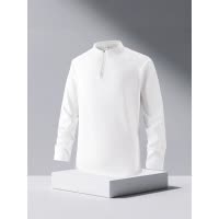 新款秋冬季迪桑绒半拉链立领套头男士卫衣打底衫柔软舒适纯色