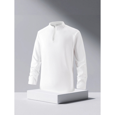 新款秋冬季迪桑绒半拉链立领套头男士卫衣打底衫柔软舒适纯色