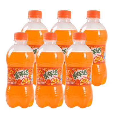 美年达橙味碳酸饮料汽水饮品pet330ml*6瓶百事可乐出品迷你瓶装