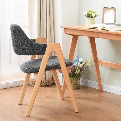 汐岩实木北欧餐椅凳子靠背电脑椅书桌家用办公简约现代木椅子