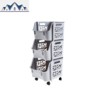 带滚轮收纳筐塑料玩具收纳篮厨房可叠加零食蔬菜浴室置物架 三维工匠