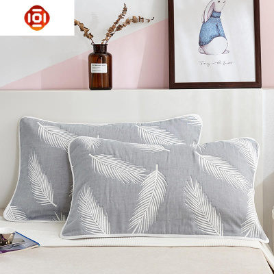 欧式六层纱布棉枕巾一对装单人成人情侣棉枕头罩柔软吸汗三维工匠