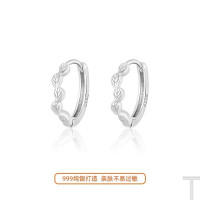 S999足银叶子纹理耳扣女森系小清新简约耳环小众设计百搭纯银耳饰