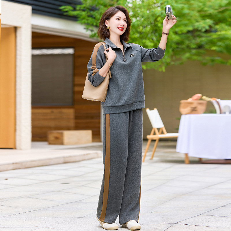 时尚新款妈妈装运动服时尚简约中老年装女装套装女两件套秋装春秋