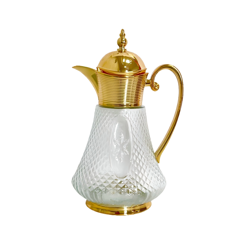 FULL阿拉伯大容量咖啡壶镀金镀银玻璃壶下午茶具浮雕玻璃中古冷水壶