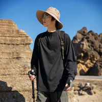 美式户外半拉链速干长袖T恤男春秋夏季宽松运动防晒透气男生上衣