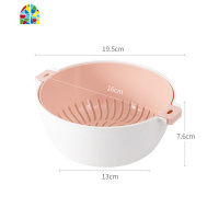 双层塑料洗菜盆子厨房淘米水果盆家用洗菜篮创意收纳沥水筐 FENGHOU 小号+大号粉橙色