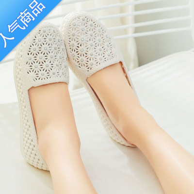 SUNTEK软底防滑防雨工作鞋妈妈鞋夏季塑料奶奶凉鞋女平底中老年镂空女鞋