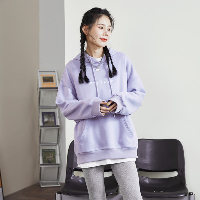 [1折价49.9元,叠加优惠券]春季卫衣女连帽字母刺绣个性简约韩版慵懒风上衣