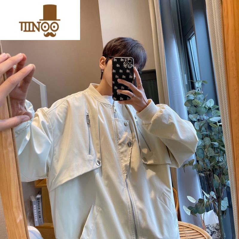 YANXUoversize飞行员夹克男秋季潮牌美式高街痞帅棒球服外套小众设计感